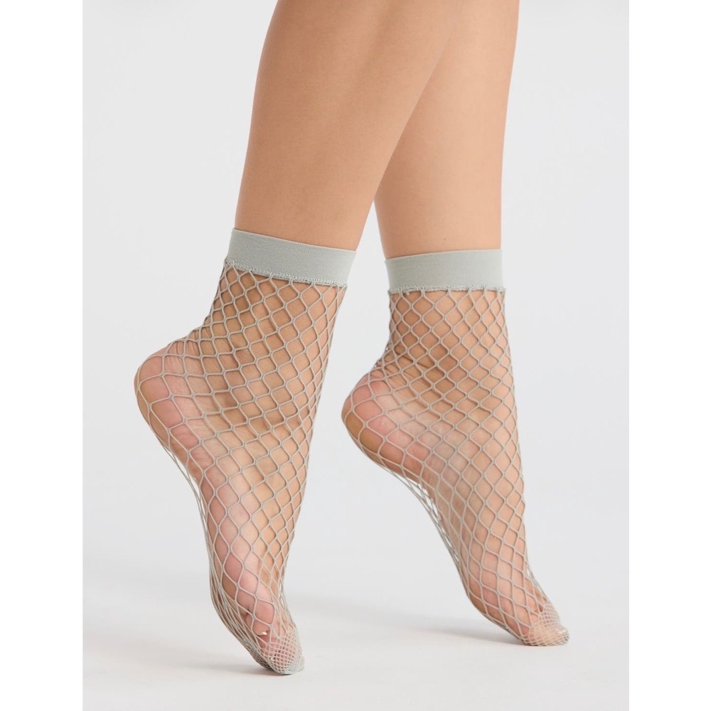 Free People Sugar Sugar Fishnet Ankle Socks Mint Green One Size NWT